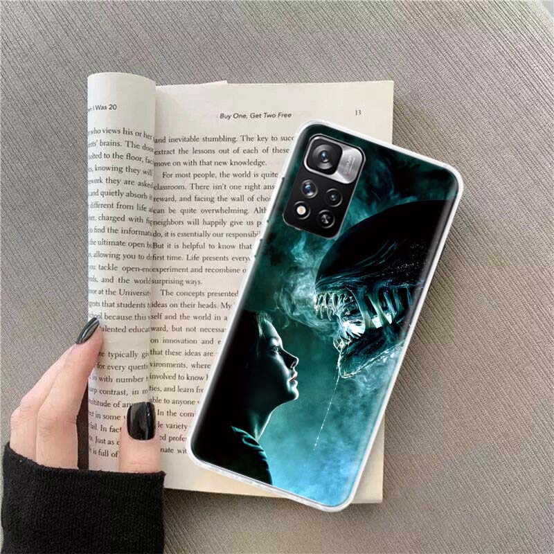 COOLE A-Alien Xenomorph Handyhülle für Redmi Note 13 12 Pro Plus 14 15 Pro 5G 11 11T 11E 11S 10 Pro 10S 9 9S Hülle Handy Klar TPU