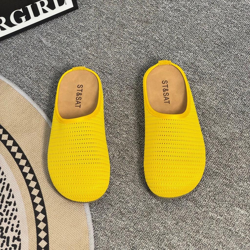 Fashion hollow breathable woven bag head thick-soled slippers 2025 summer new simple flat bottom with sandals