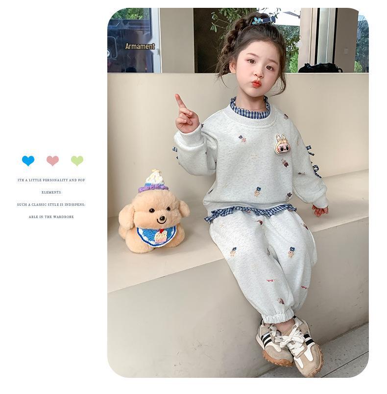 2025 Mädchen Cartoon Mode Zweiteiler - Trendiger Herbststil für Kinder