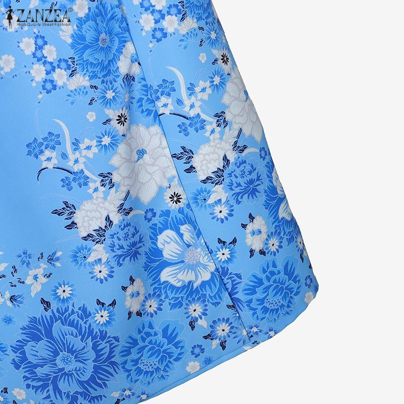 ZANZEA Women 3/4 Sleeve Blouse and Sheath Skirts Floral Print Elegant Two Piece Suit Sets