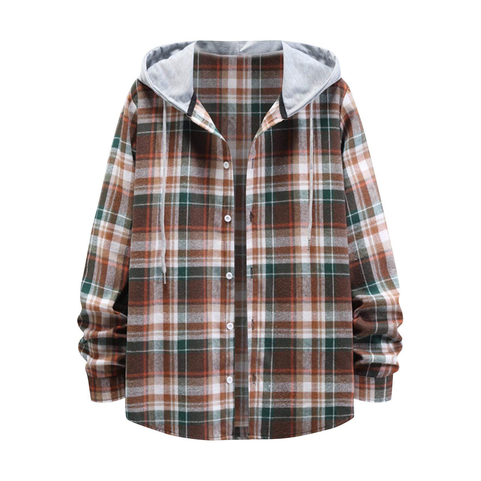 Осенняя новая мужская повседневная модная клетчатая рубашка с длинным рукавом для пар — фото 3