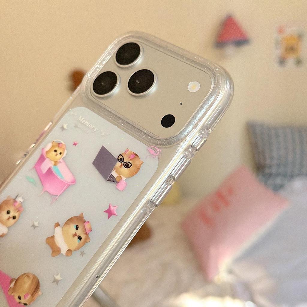 Cute Pink Cat Phone Case for iPhone 16/15p/14/17 Pro Max with Round Edges