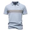 Men's V-Neck Striped Polo Shirt Breathable Slim Fit Polo Shirts for Men Lightweight Casual Athletic Polo