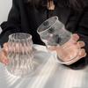 Vintage Ribbed Glassware Water Tumbler, 18 Oz Aesthetic Ripple Glass Tumbler, Ripple Glassware Coffee Cup, Cute Glass Tumbler for Iced Coffee Juice