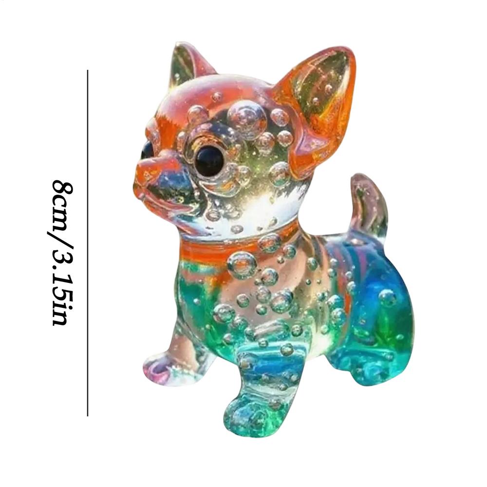 Dog Figurine Cute Rainbow Modern Art Ornament Small Dog Decor For Home For Indoor Outdoor Table Desk Garden Bedroom Office Yard