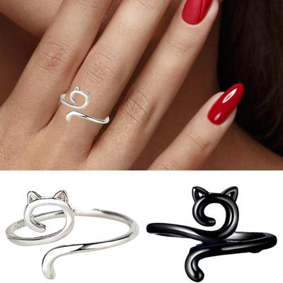 2026 New Cats Animals Open Ring Cat Adjustable Rings Zinc Alloy Crochet Craft Tool for Women Crochet Tension