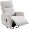 Reclining Massage and Heating Chair, Chenille, 360 Swivel, Cream