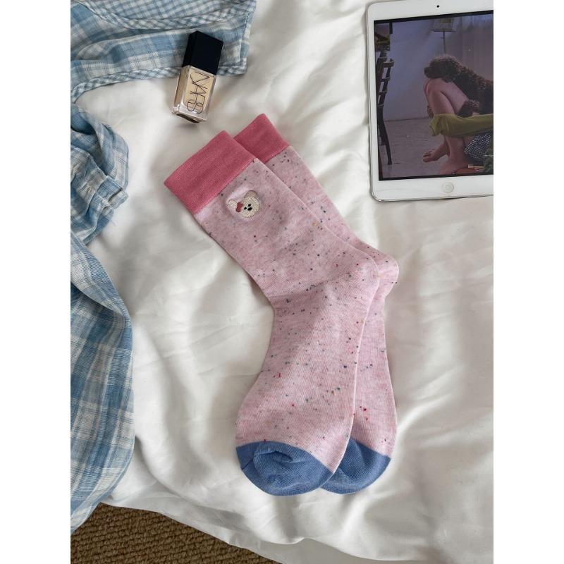 

Женские весенне-летние милые носки из хлопка пике без швов, с вышивкой животных, из пряжи в приятной сочетающейся цветовой гамме 1 pair розовый