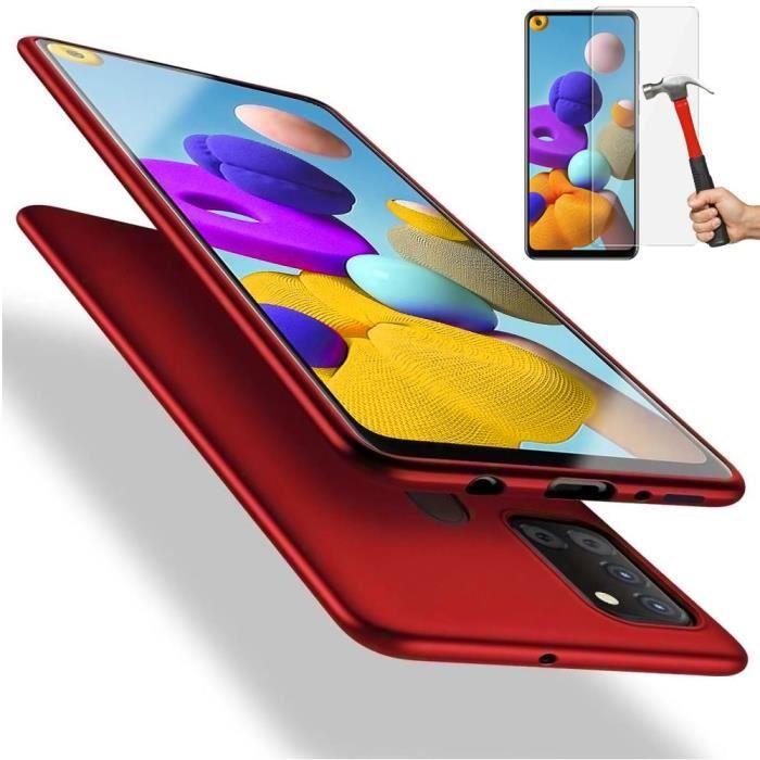 Coque - BOOLING - pour Samsung A21S - Silicone Doré - Souple - Pack 2 Verres Trempés