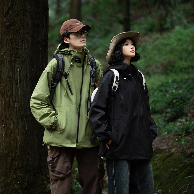 Jacket Spring and Autumn Outdoor Casual Loose Solid Color Tooling Multi-bag Jacket Top Jacket