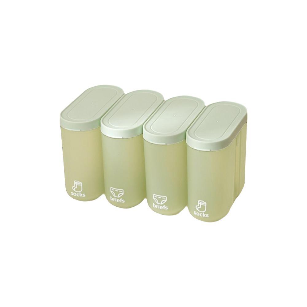 4PCS Space Saving Socks Storage Box Plastic Underpants Case Socks Organizer  Business Trip Use зелёный