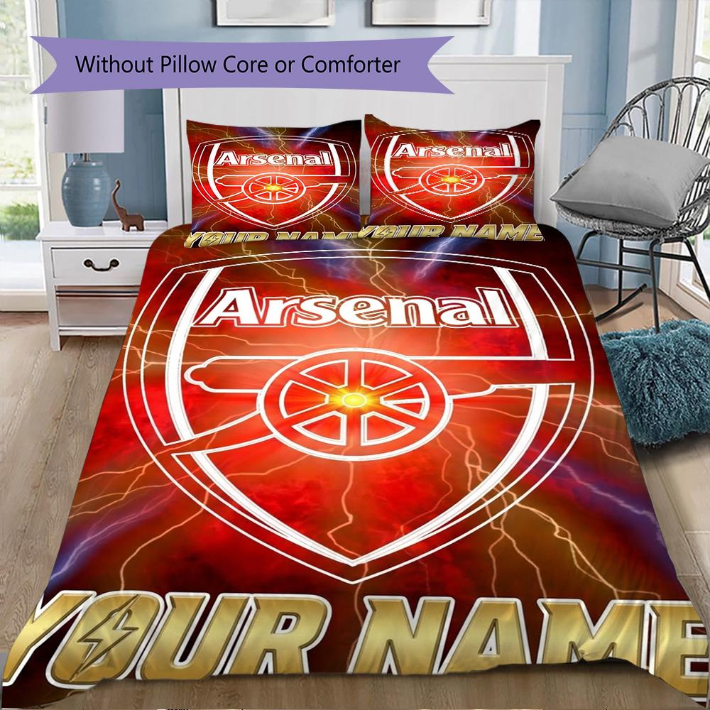 Custom Name Arsenal Pattern Bedding Uilt Set Uilt Cover Pillowcase Home Decoration Birthday Gift (1*duvet Cover+2*pillowcase Without Core)