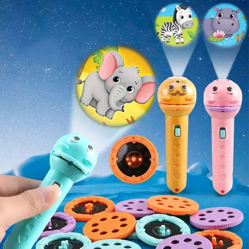 Children's glowing flashlight projector, baby sleep story book flashlight toy, early education toy, holiday Christmas lighting