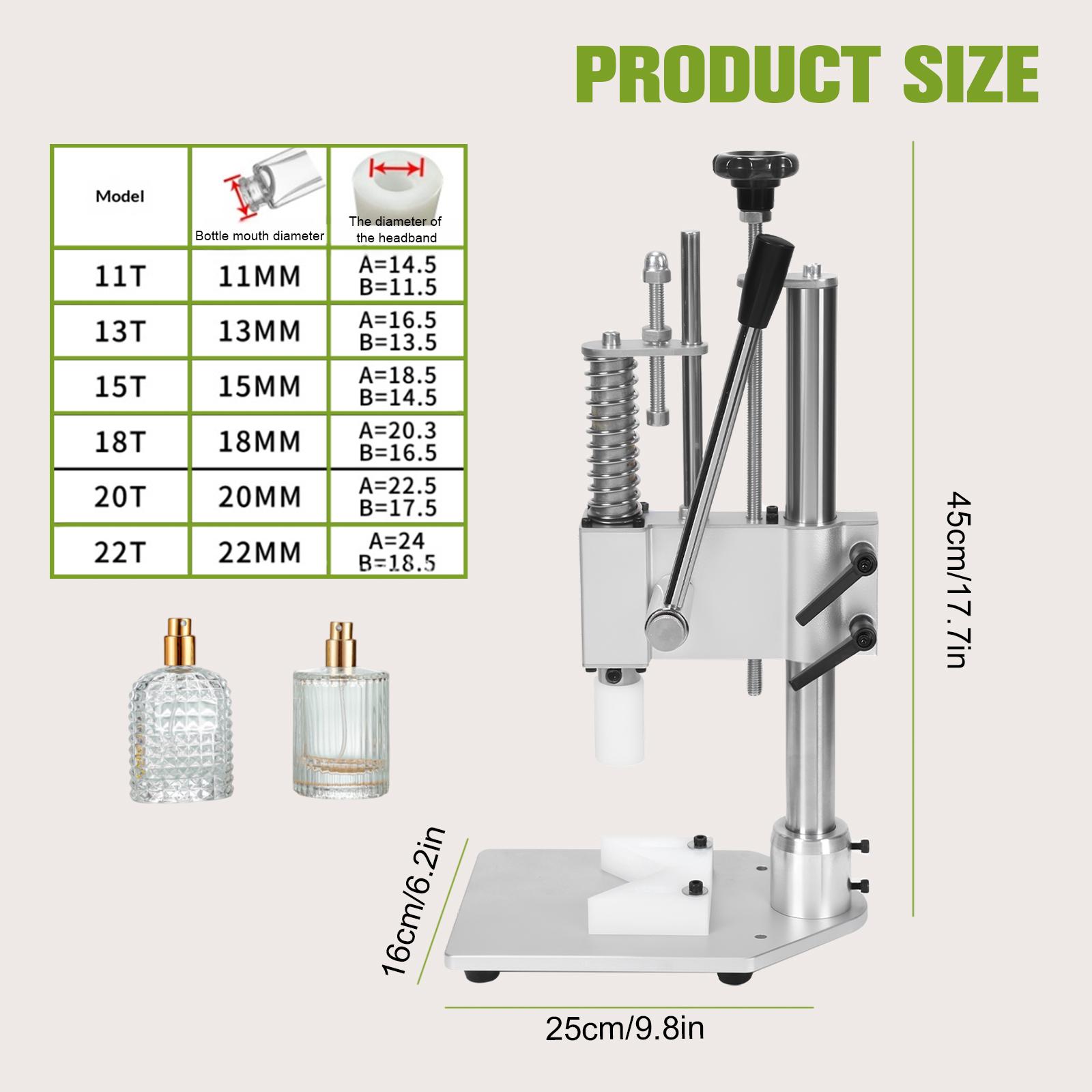 

Perfume Spray Capper Crimper Sealer Anti-Slip Handle Bottle Cap Crimping Capping Tool Easy Action for 13mm To 20mm Diameter Caps