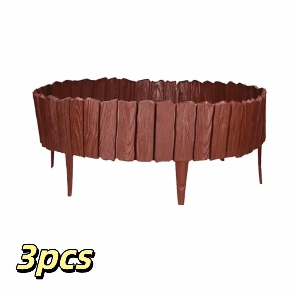 3pcs Imitation Stone Texture Decorative Fence Panels Plastic Material Landscape Barrier  Outdoor Use