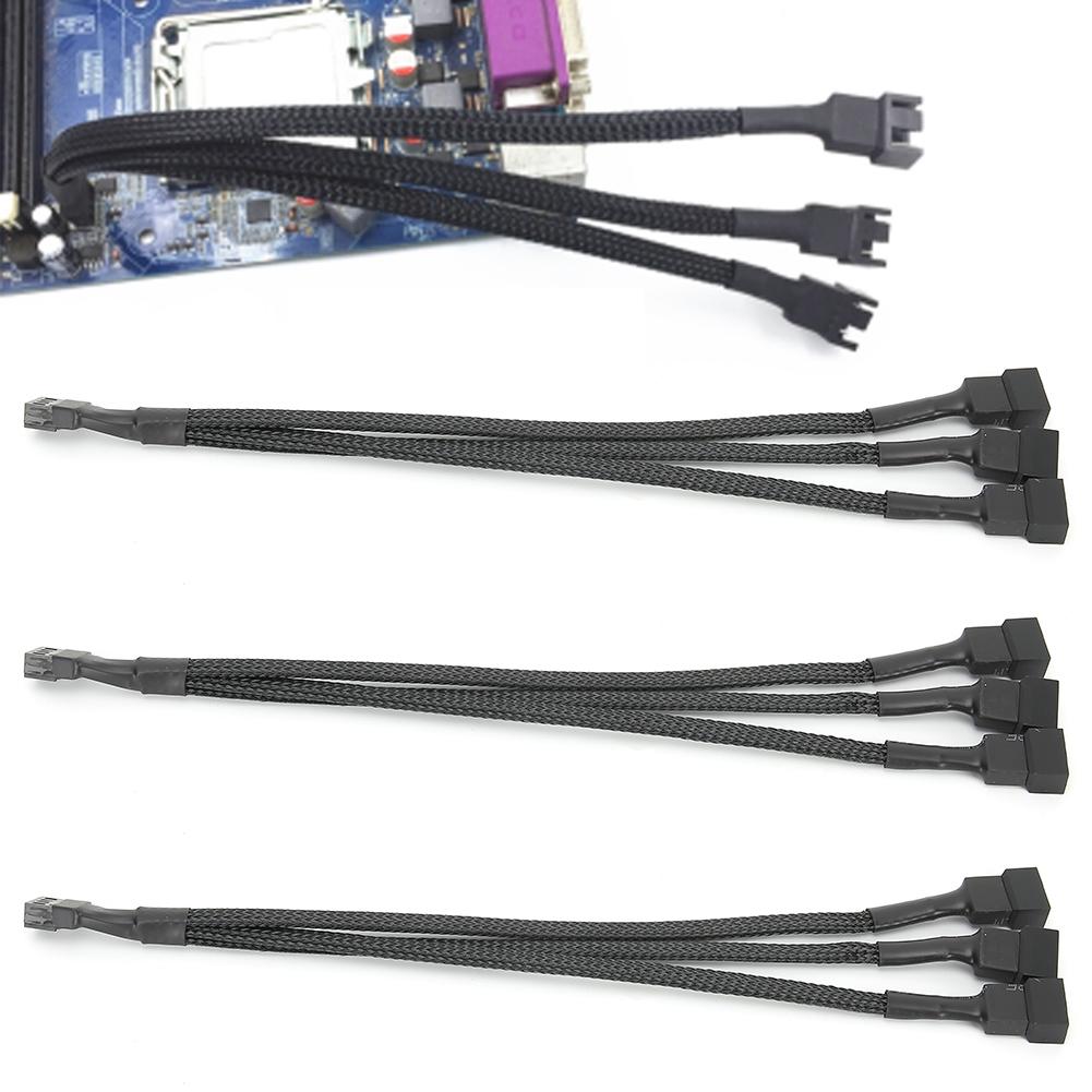 3Pcs Extension Cable 1 To 3 Way Splitter Sleeved 4Pin To 4Pin 3Pin 3Pin Adapter