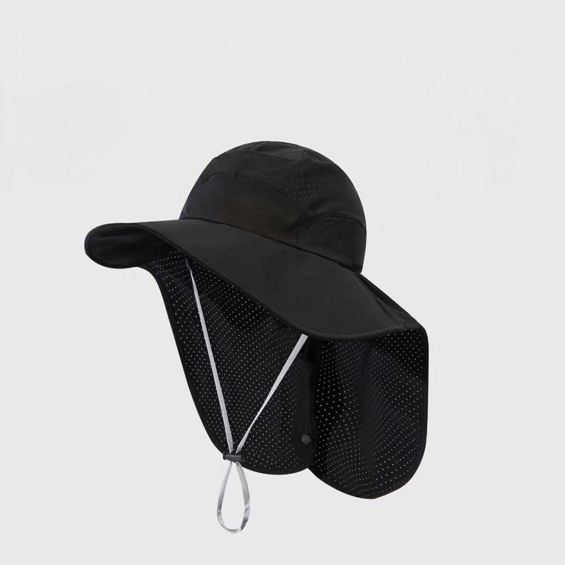 Summer New Style Breathable Quick-Dry UV Protection Bucket Hat Wide Brim Face Mesh Neck Flap Bucket Hat for Outdoor Fishing