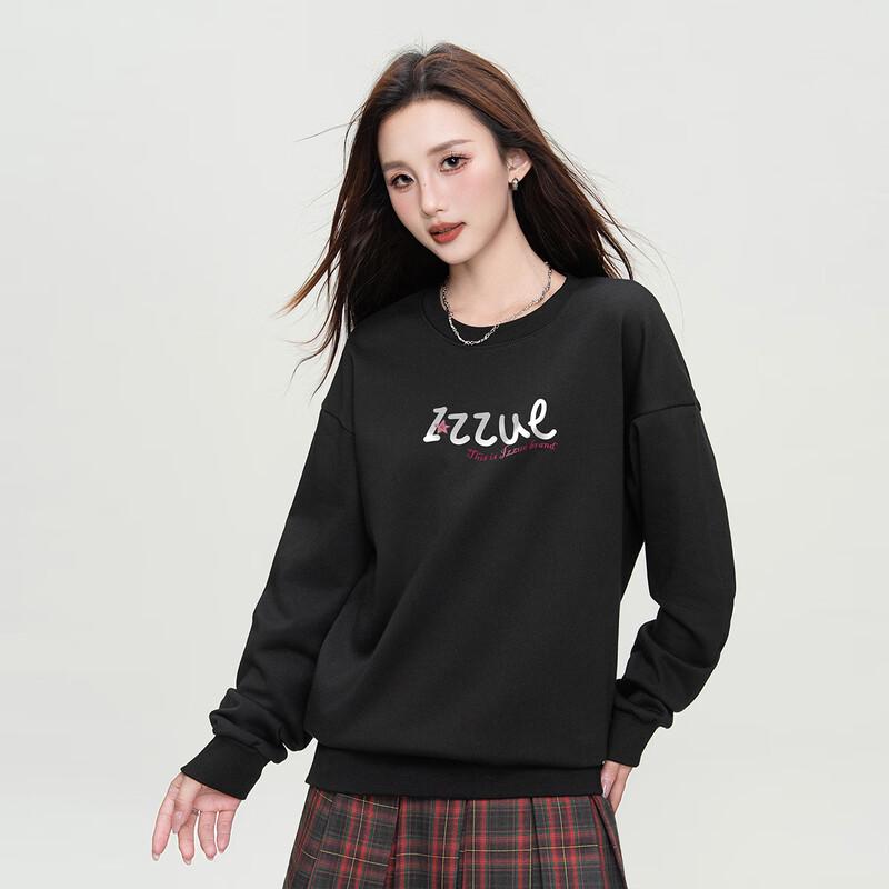 Izzue Women's Letter Print Crew Neck Sweatshirt