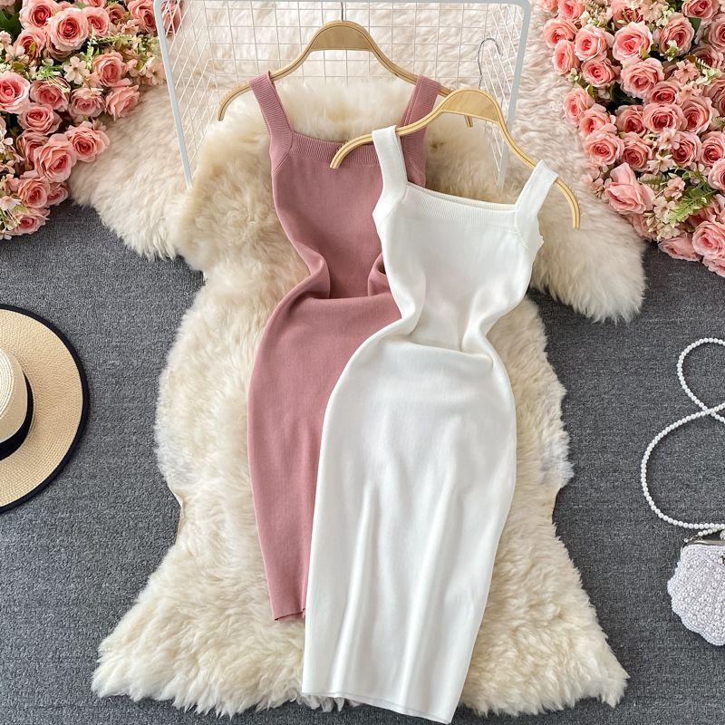 Dress Summer Stretch Silm A- line Knitting Vest