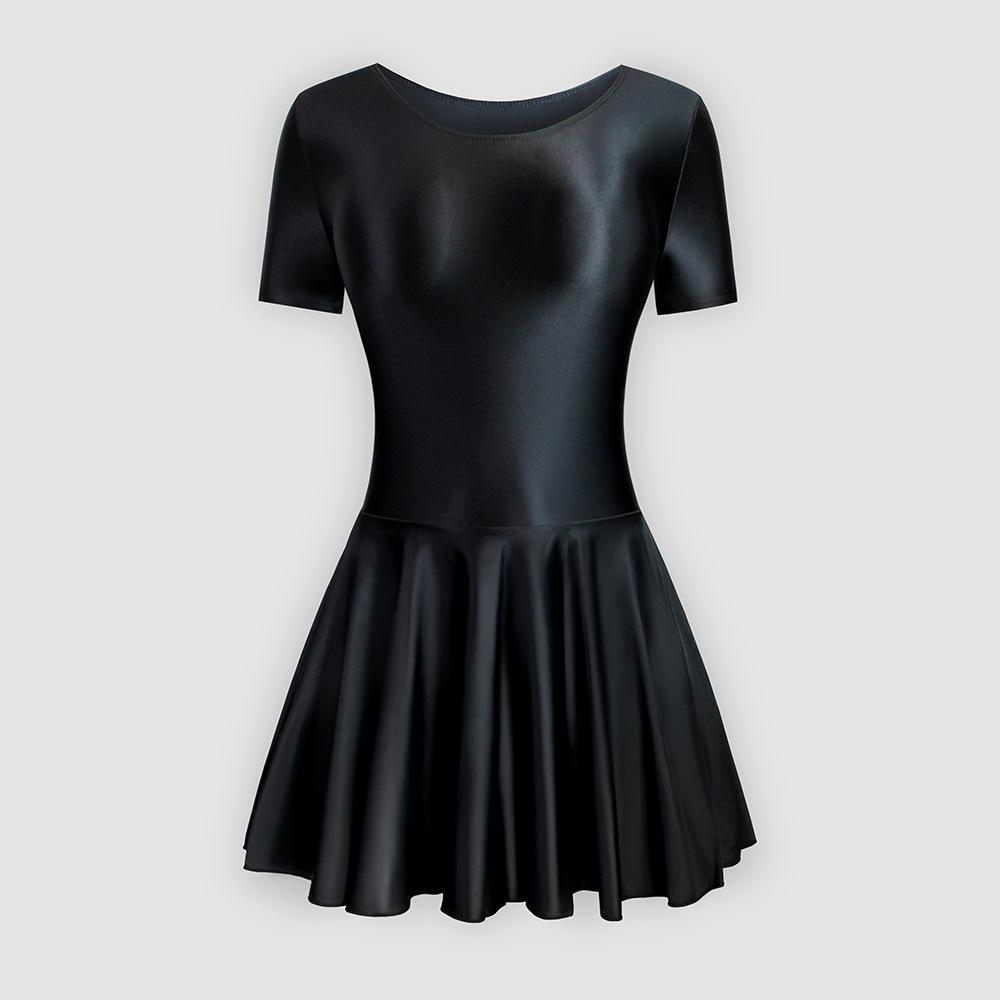 

Блестящее шелковистое облегающее платье с коротким рукавом для балета и йоги Triple Extra Large