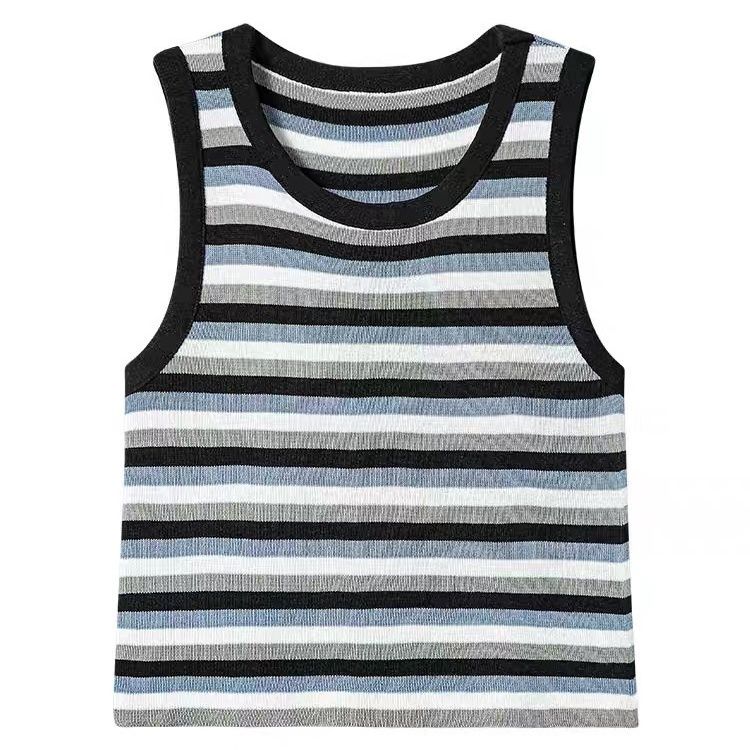 

Женский трикотажный топ-майка с радужной полоской дофамина, летний, великолепный, красивый, высококлассный, без рукавов, маленький жилет, верхняя одежда one size чёрный