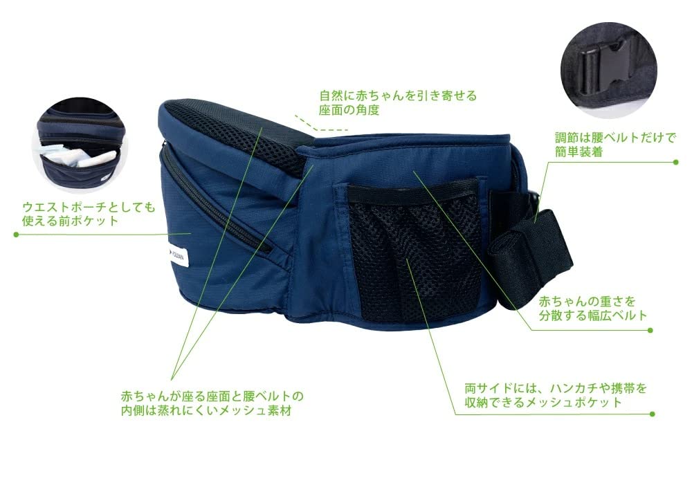 POLBAN BASIC Hip seat baby carrier ripstop black