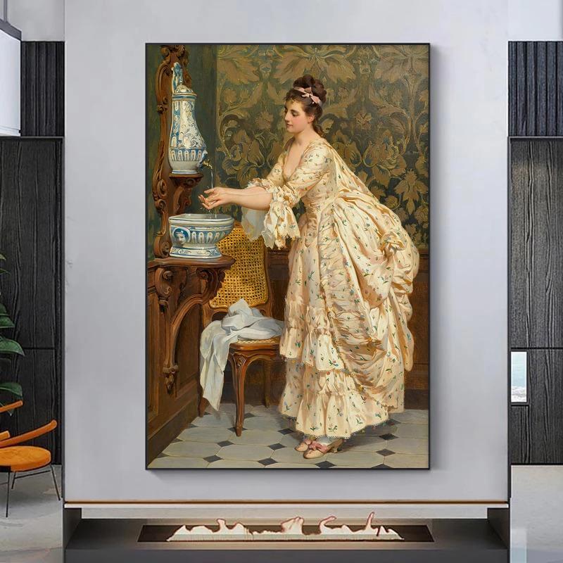 Portrait of Women In The Middle Ages Posters and Prints Artistic Art Canvas Painting Wall Art Pictures Home Bar Room Decoration