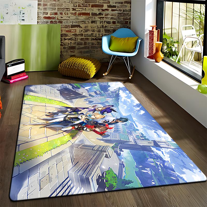 Anime Genshin Carpets Living Room Decoration Bedroom Parlor Tea Table Area Rug Mat Soft Flannel Large Rugs and Baby Gift Carpet