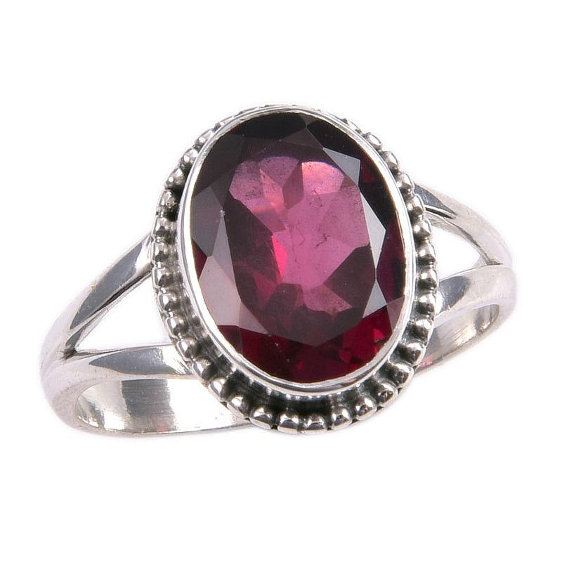 Natural Garnet Gemstone 925 Solid Sterling Silver Jewelry Ring Size 8.5 z8l69