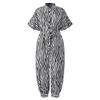 2020 Women's European Retro Leopard Print Short Sleeve Jumpsuit, Loose Plus Size, High Waist, Leg-Slimming Design
