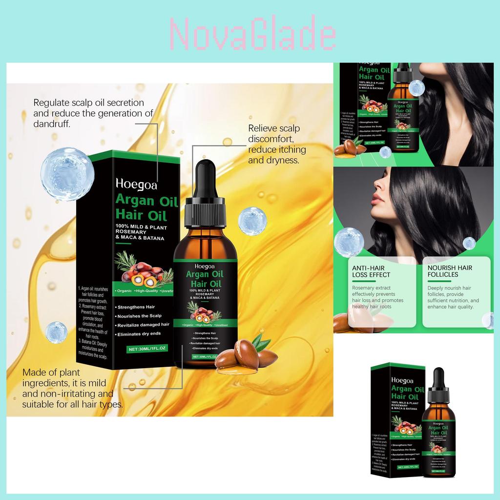 Hoegoa Moroccan Argan Oil Hair Care Essential Oil For Dry Frizzy And Split Ends Nourishing 30ml