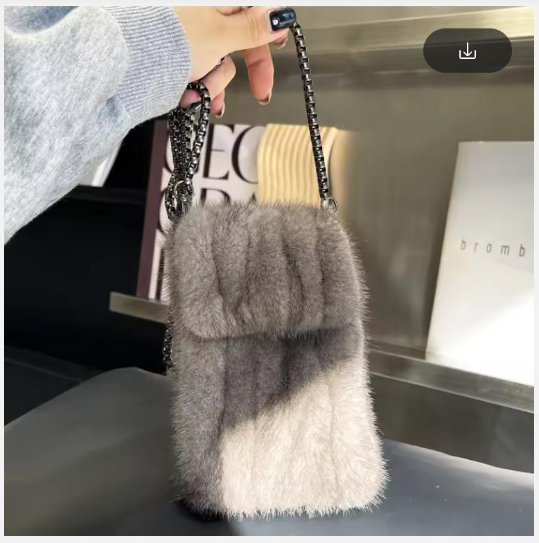 Real Mink Fur Bag Crossbody Bags For Women Phone Bag Lady Shoulder Bags Real Fur Bag Female Messenger Bag Winter Handbag Ladies