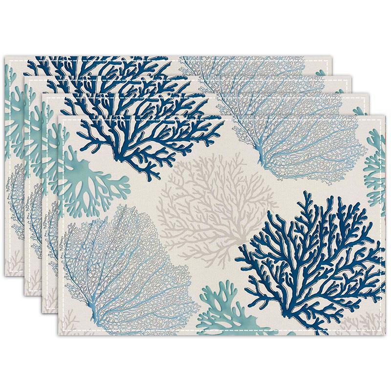 New Linen Placemats Abstract Shell Coral Rectangular Printed Insulation Mats Home Kitchen Dining Room Decorative Table Mats