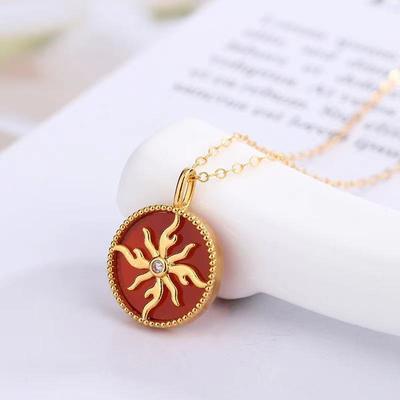 18k Gold Pendant Sunflower Single Pendant Au750 Color Gold Simple Necklace