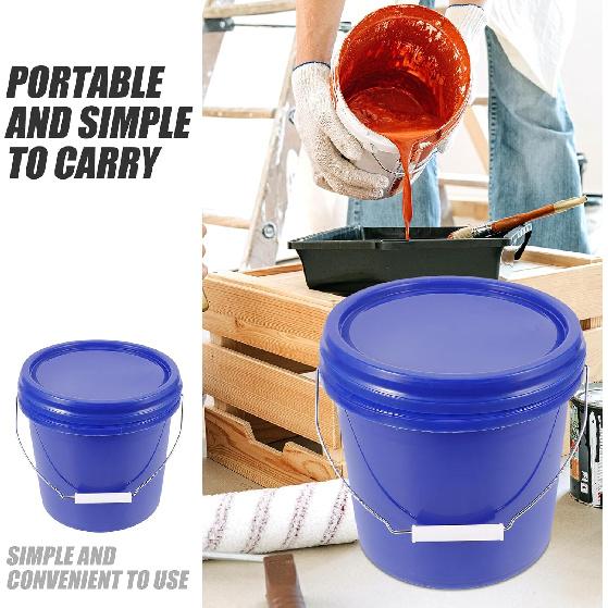 ARTIBETTER Plastic Paint Bucket with Handle and Lid Round Storage Container for Paint Multi-Purpose Use Portable Design for Outdoor Activities