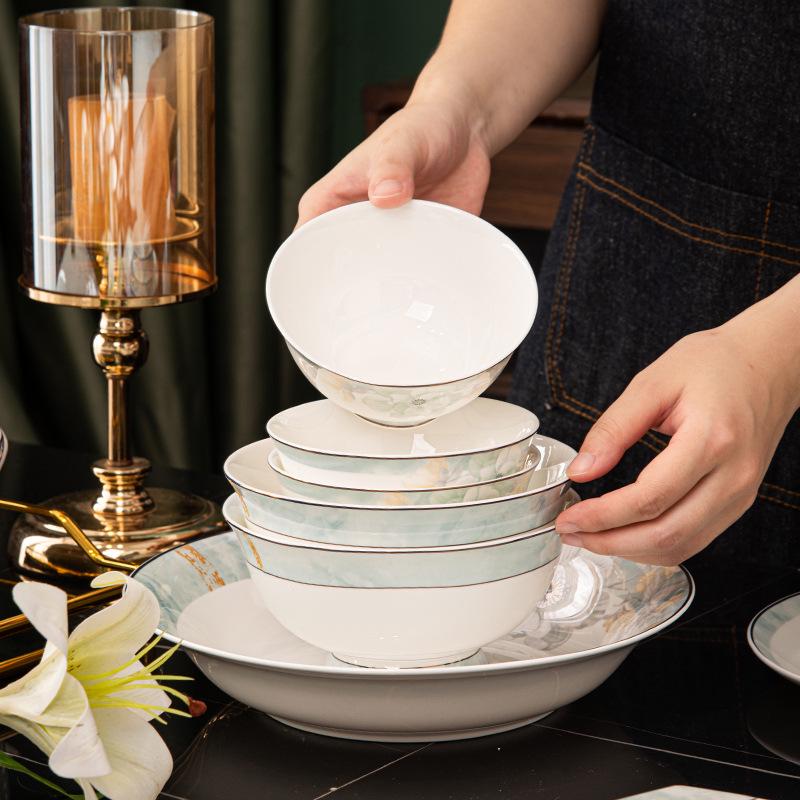 New Chinese Bone China Tableware: Bowls, Plates, and Dishes for Housewarming