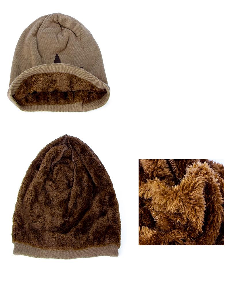 Trendy Korean Style Men's Knitted Wool Hat with Velvet Lining and Star Design for Winter