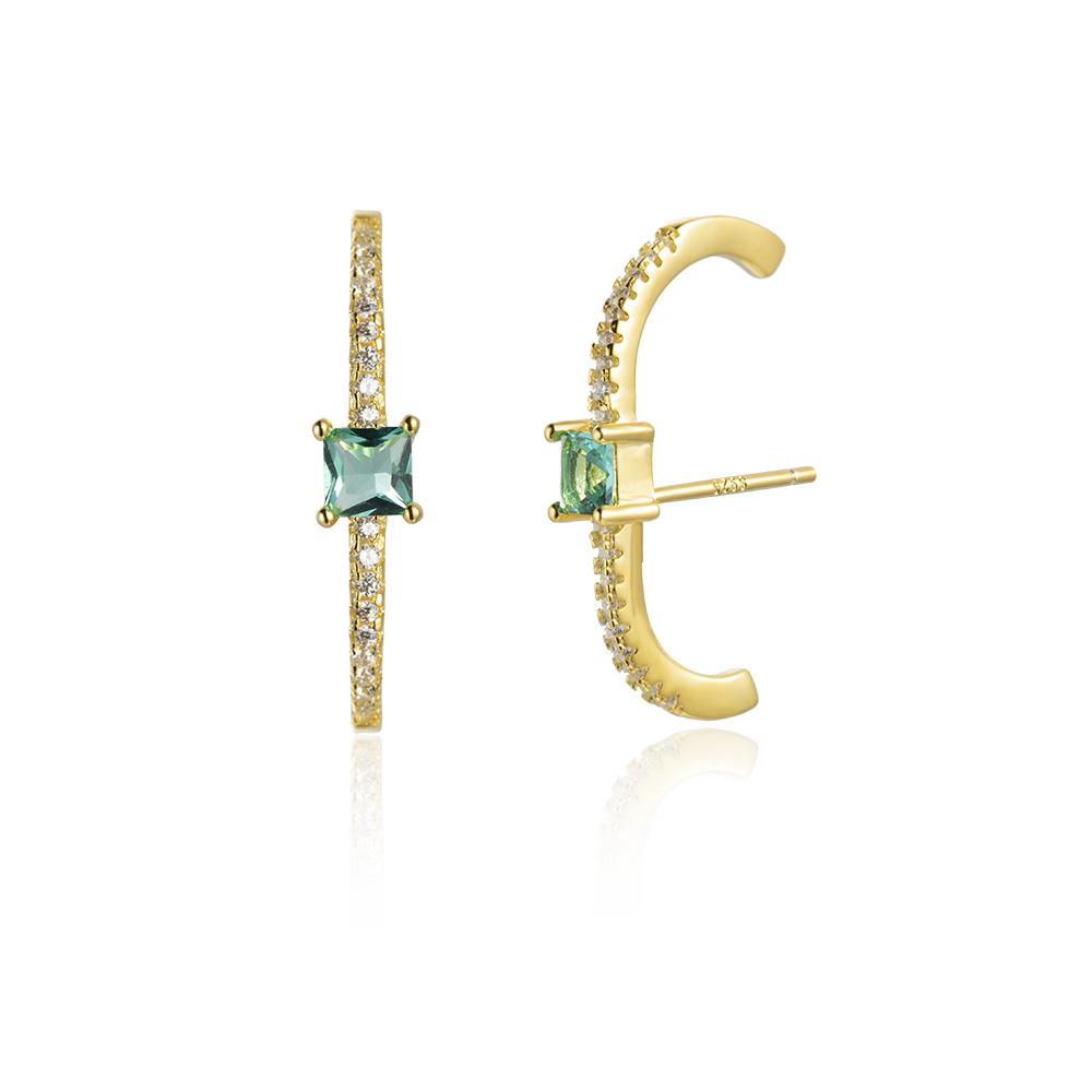 

ANDYWEN серьги-кольца из стерлингового серебра 925 пробы с золотыми квадратными фианитами, женские роскошные ювелирные изделия, подарок, роскошные зажимы для вечеринки M