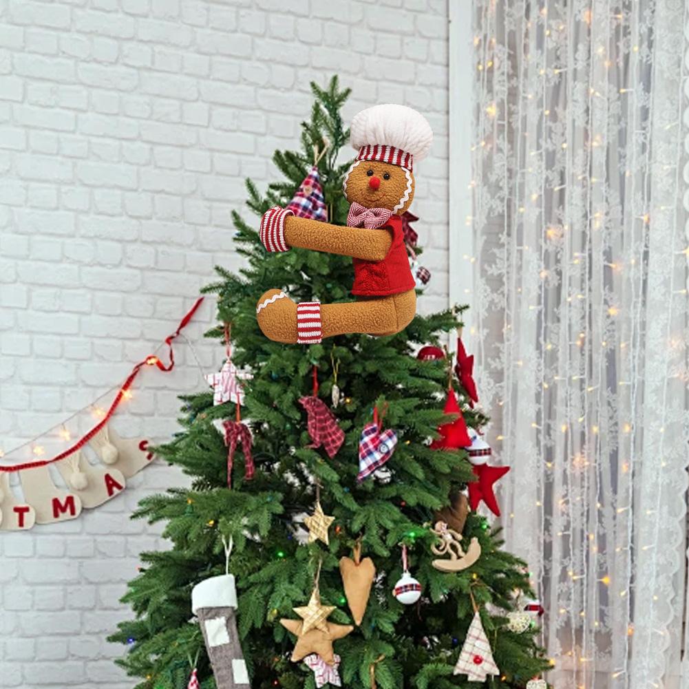 Gingerbread Man Xmas Tree Topper Stuffed Christmas Tree Toppers Creative Wine Bottle Holder Decorative for Home Holiday Party
