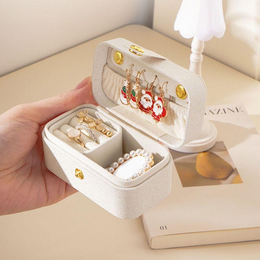 Solid Color Jewelry Storage Box Mini Earrings Holder Simple Ring Necklace Case  Gifts