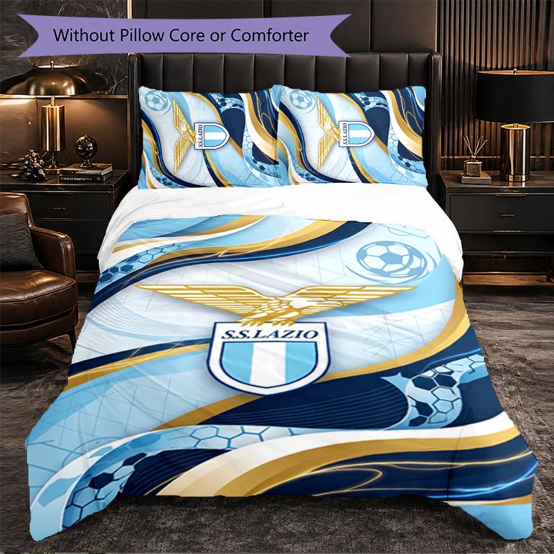 Lazio FC Themed Bedding 3Pcs Duvet Cover Set Decorative Bed Linen For Teen Room Home Decoration