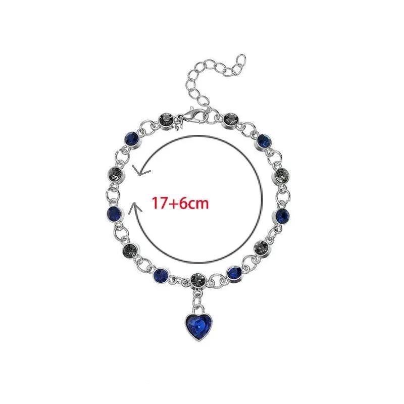 Women 925 Silver Lucky Bracelet Female Blue Crystal Heart Charm Pulseras Bracelet Bridal Wedding Engagement Fine Jewelry Gift