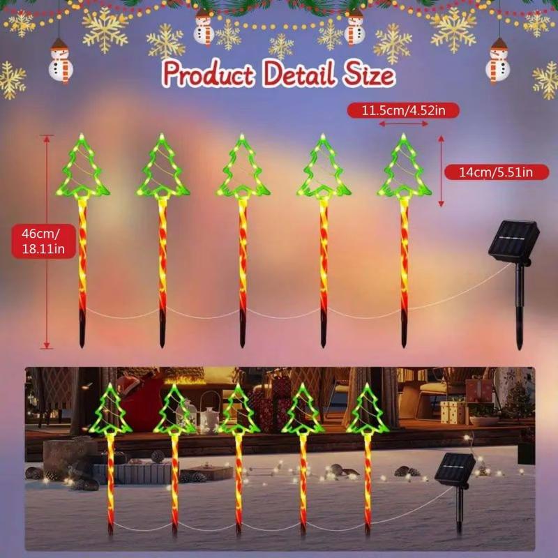 Solar Led Christmas Tree Lights Outdoor Ground Lamp Snowman Santa Claus Colorful Decor Lighting For Courtyard Balcony Garden