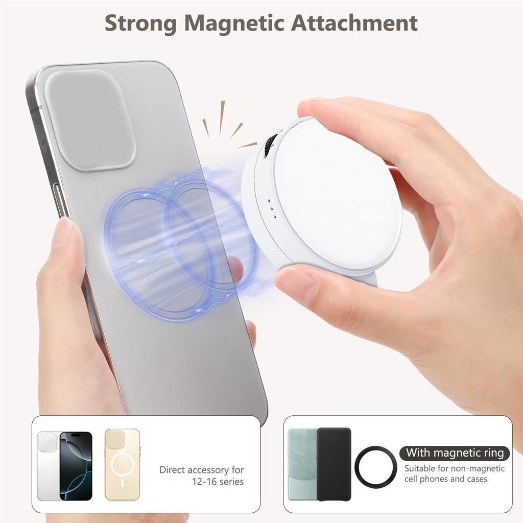 FD 04 Magnetic Selfie Light Phone LED Fill Lamp with Mirror 2500 8500K 360 Degree Rotation