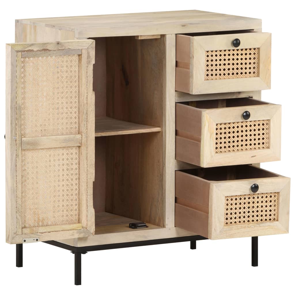Sideboard 60x35x70 cm Solid Mango Wood and Wicker