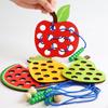 Lacing Toy Educational Gift Early Development Learning Wood Lace Block Puzzle Attractive Essentials