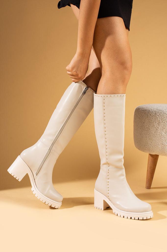 Women Modern Stylish Fashion Boots Boots Faux Leather Black Thick Heel Comfortable Mould Boots