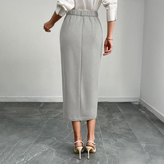 Kvinners Midi-skjørt Høy midje Hoftedekkende design Kontordame-skjørt Ensfarget Baksplittkant Fritidsskjørt