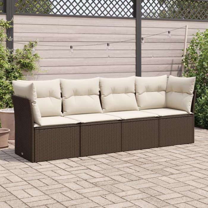 VidaXL Garden Lounge Set 4 Pcs with Brown Cushions Wicker 3217233