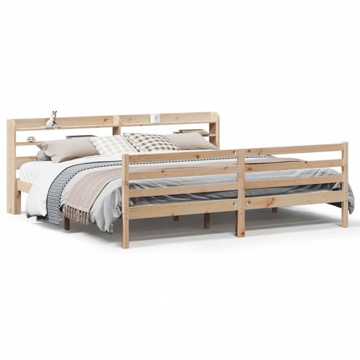 VidaXL Bed Frames with Headboard 180x200 Cm Solid Pine Wood, Bed, Bedroom Furniture, Wooden Bed, Bed 3306651